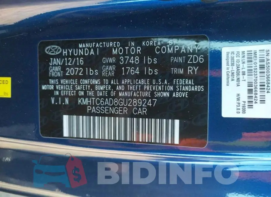 KMHTC6AD8GU289247 Photo# 12