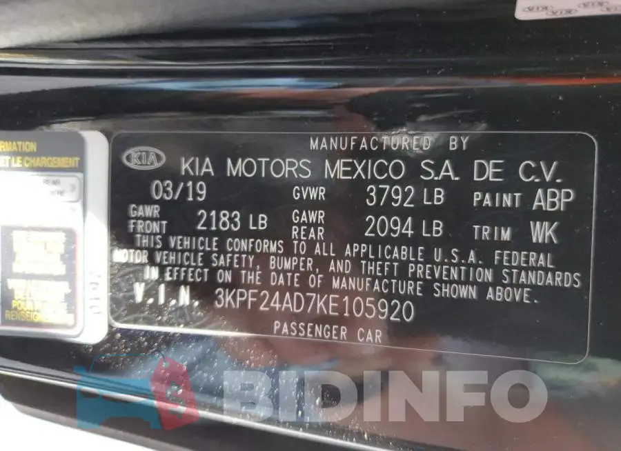 3KPF24AD7KE105920 Photo# 12