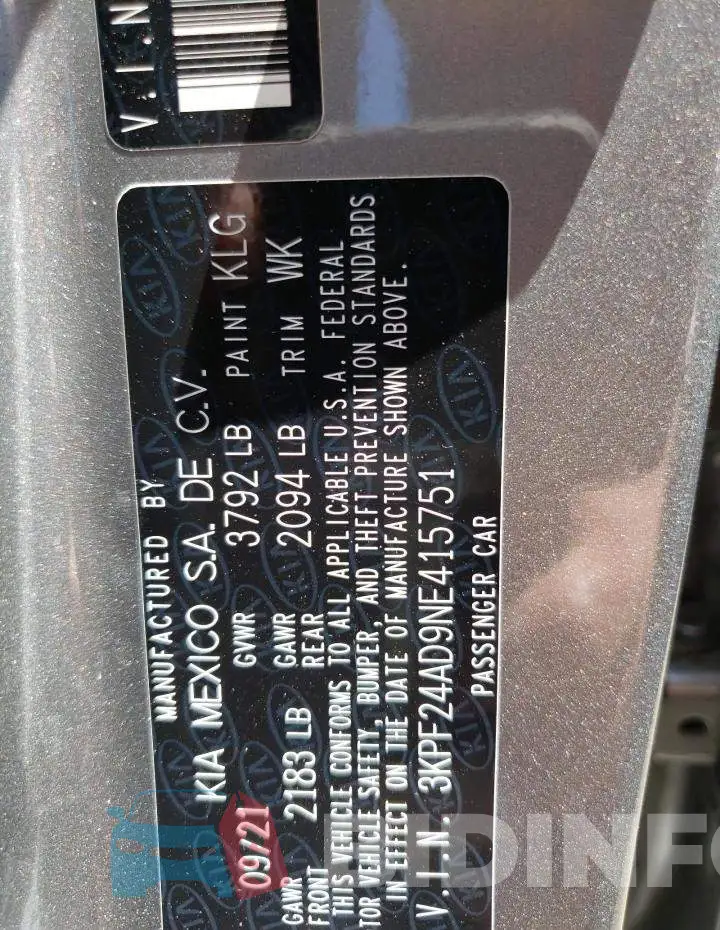 3KPF24AD9NE415751 Photo# 12