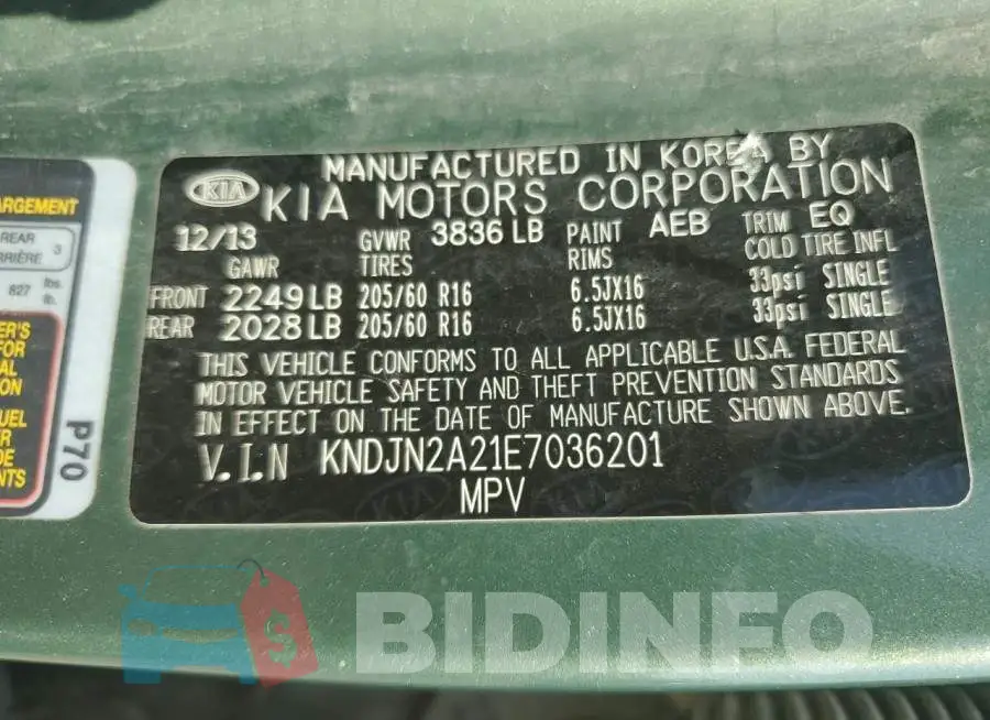 KNDJN2A21E7036201 Photo# 13
