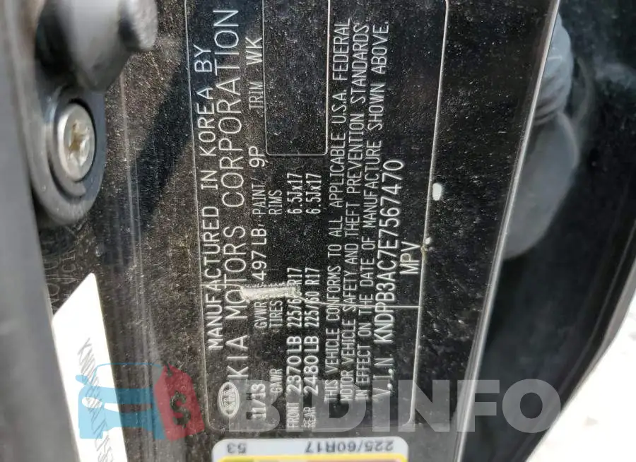 KNDPB3AC7E7567470 Photo# 12