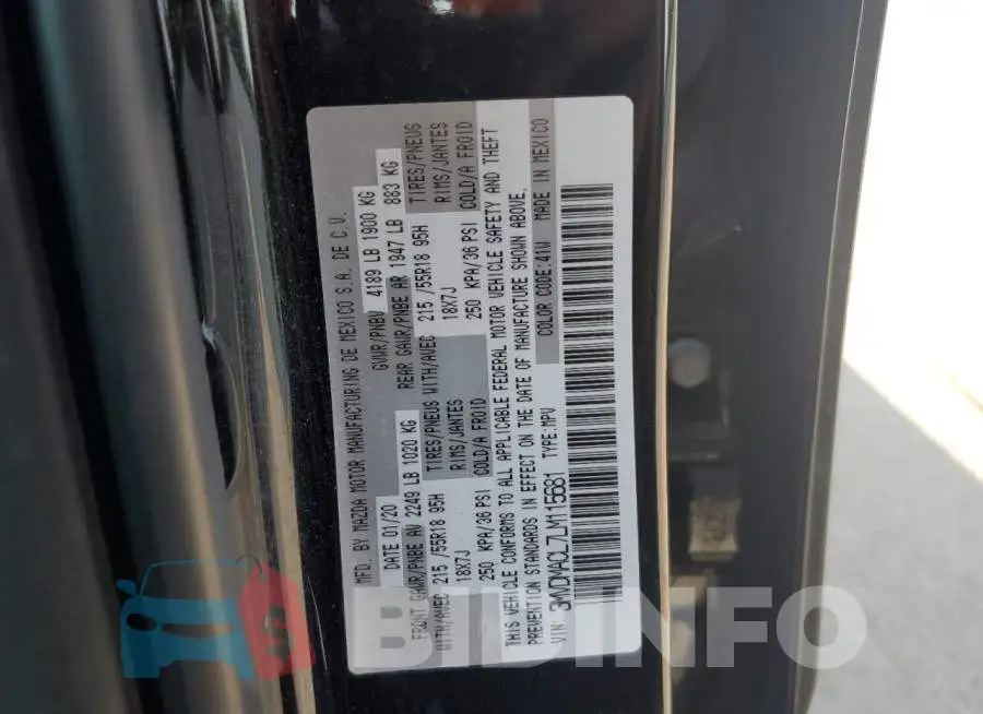 3MVDMACL7LM115681 Photo# 13