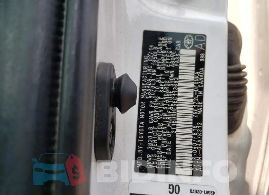 2T1BURHE5EC113683 Photo# 12