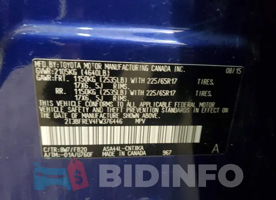 2T3BFREV4FW376446 Photo# 12