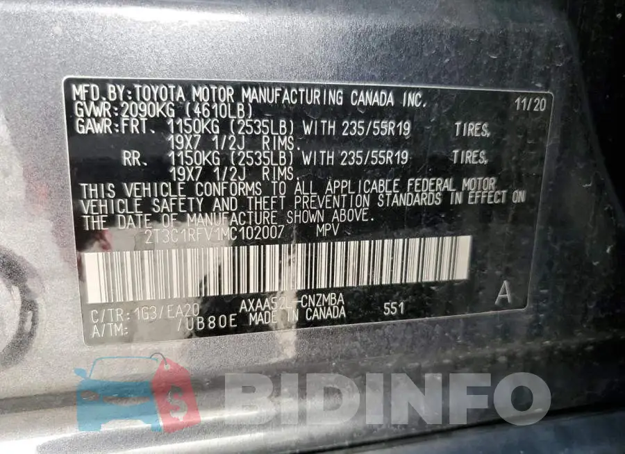 2T3C1RFV1MC102007 Photo# 12