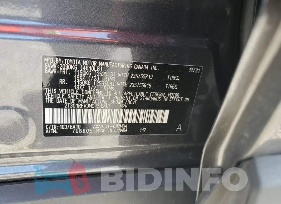 2T3C1RFV3MC171913 Photo# 12