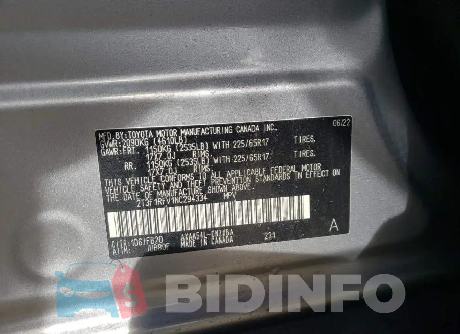 2T3F1RFV1NC294334 Photo# 13