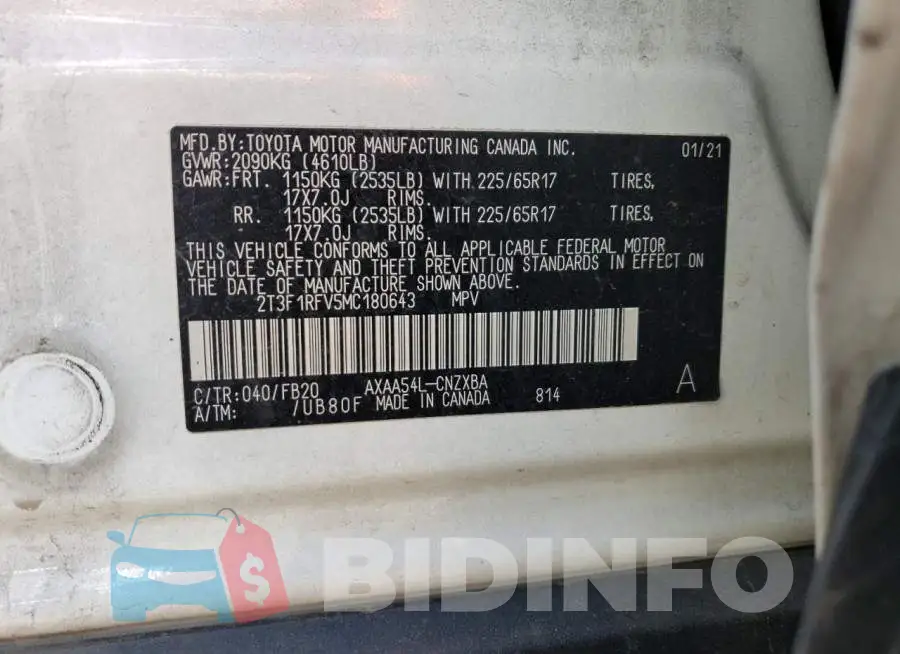 2T3F1RFV5MC180643 Photo# 13