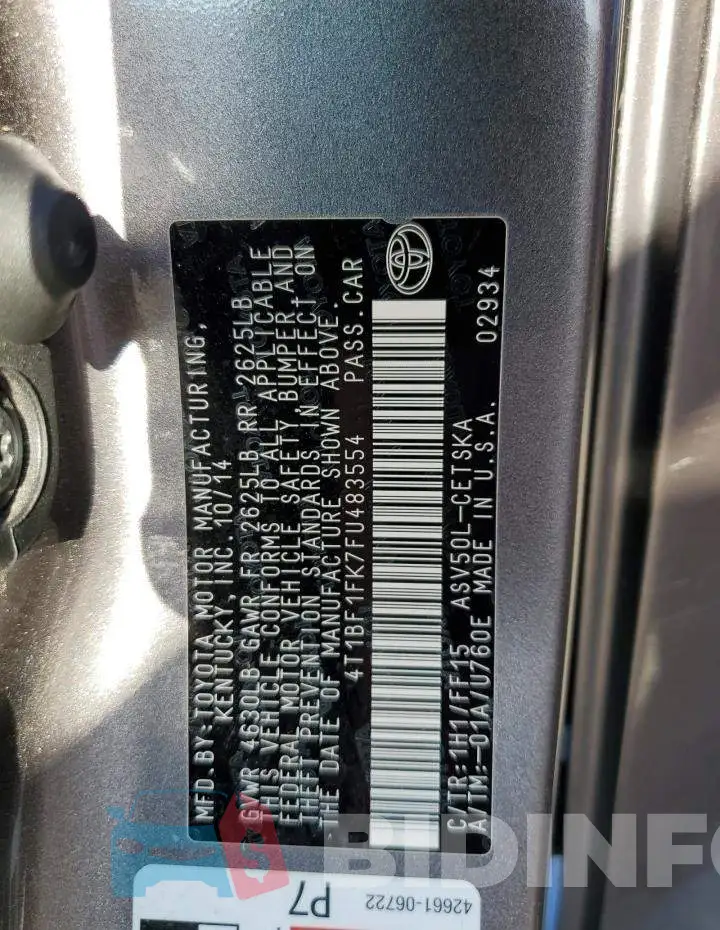 4T1BF1FK7FU483554 Photo# 12