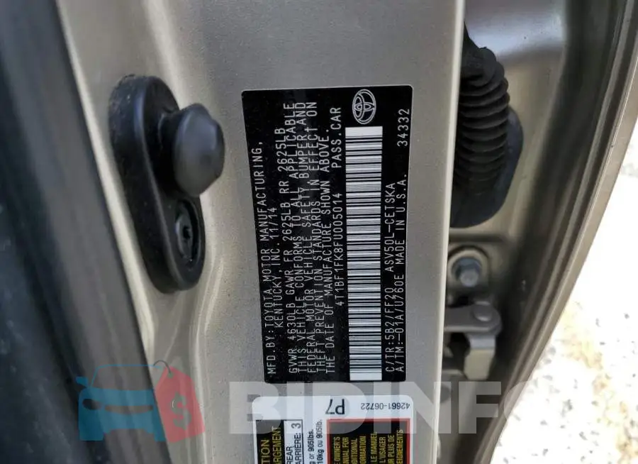 4T1BF1FK8FU005014 Photo# 12