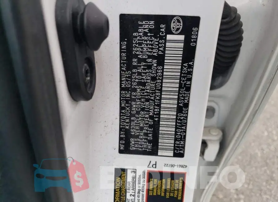 4T1BF1FK8FU082966 Photo# 12