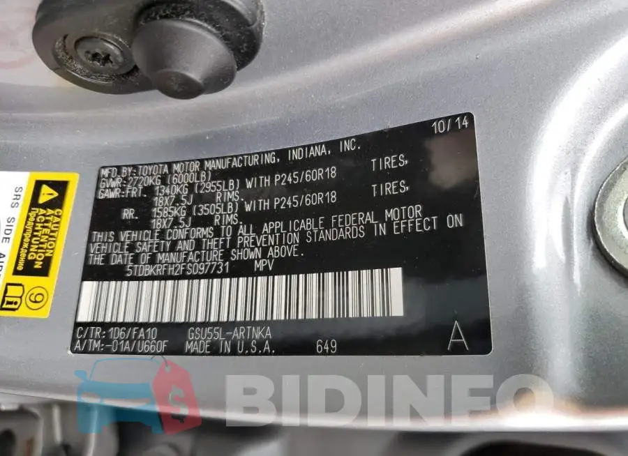 5TDBKRFH2FS097731 Photo# 13