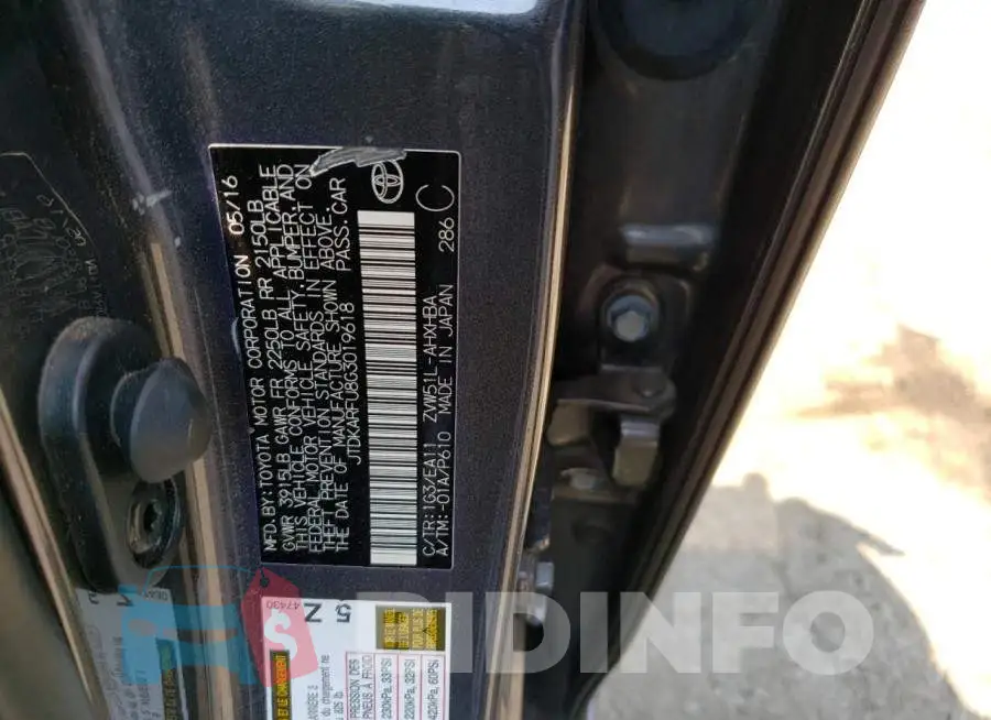 JTDKARFU8G3019618 Photo# 13