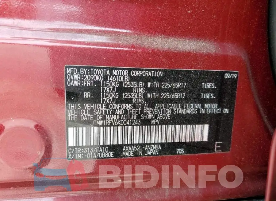 JTMW1RFV6KD041243 Photo# 13