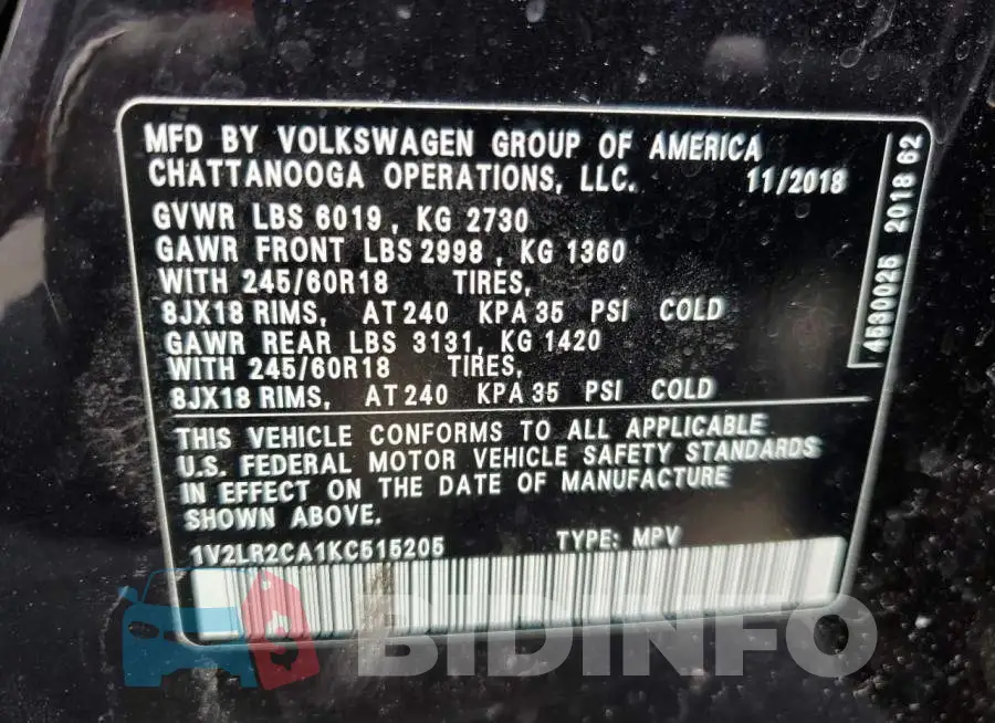 1V2LR2CA1KC515205 Photo# 13