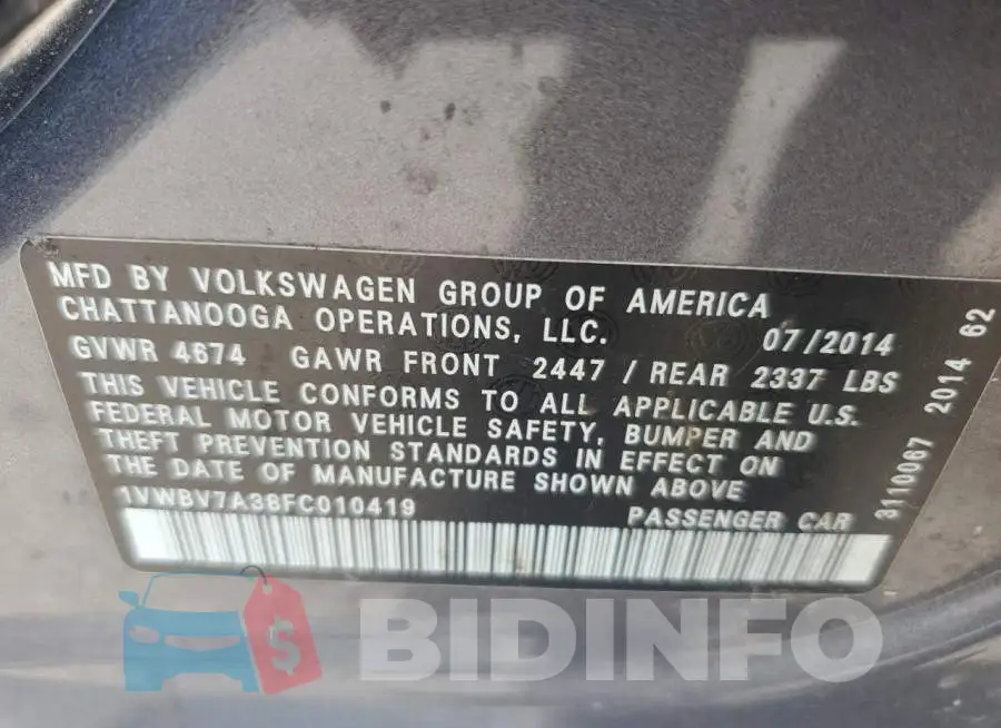 1VWBV7A38FC010419 Photo# 12
