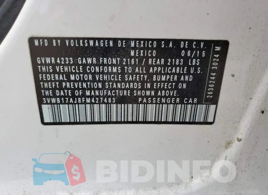 3VWB17AJ8FM427483 Photo# 12