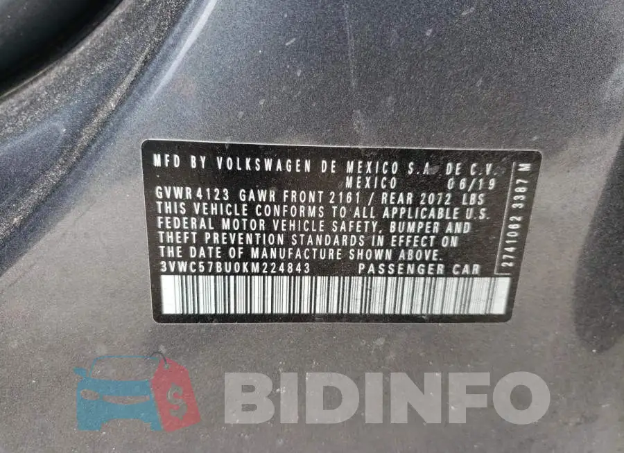3VWC57BU0KM224843 Photo# 12