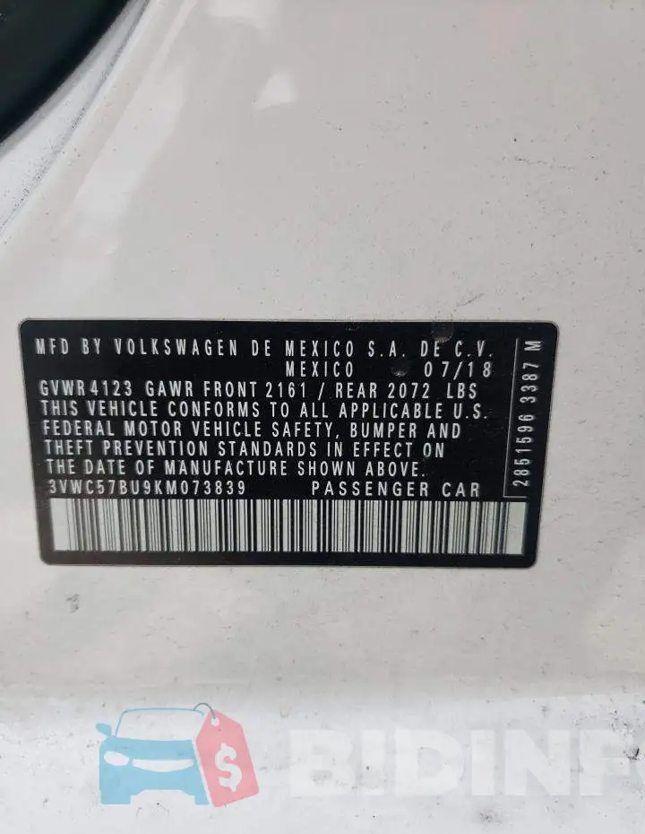 3VWC57BU9KM073839 Photo# 12
