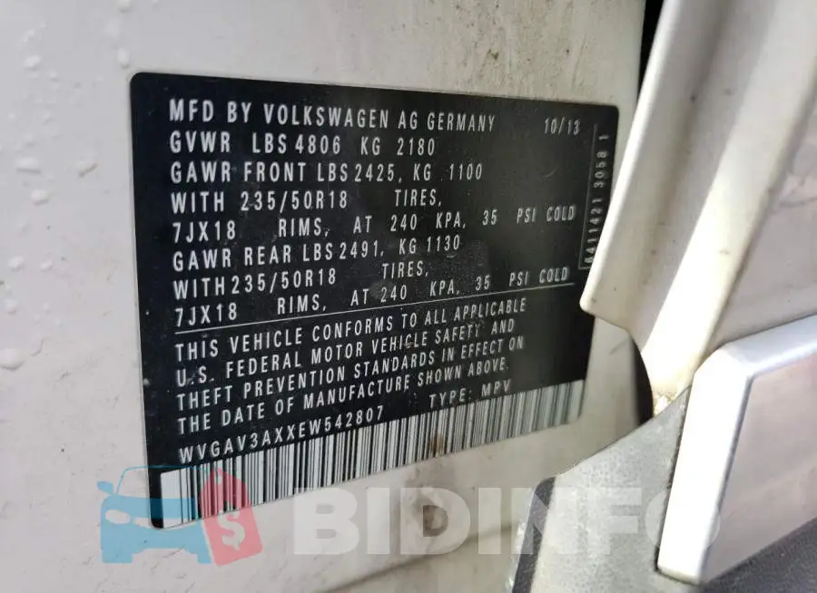 WVGAV3AXXEW542807 Photo# 12