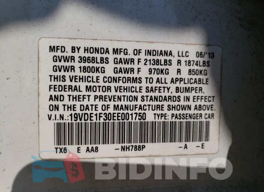 19VDE1F30EE001750 Photo# 12