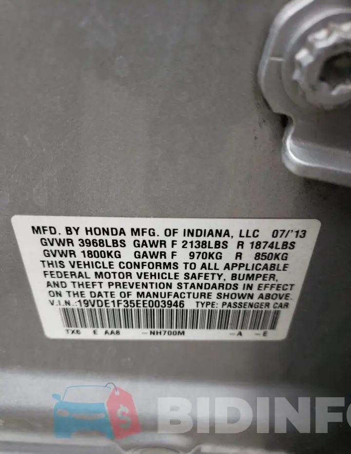 19VDE1F35EE003946 Photo# 12