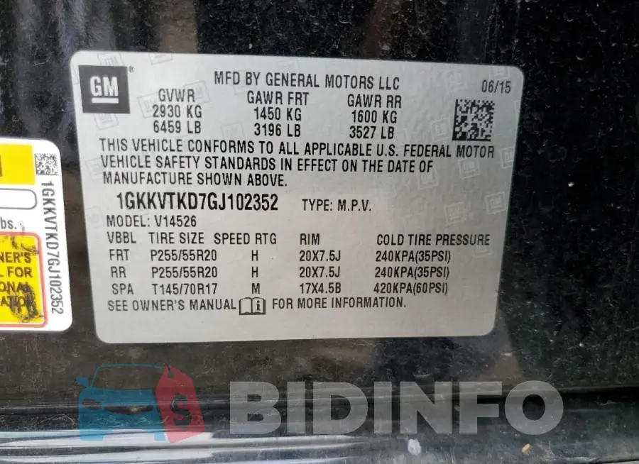 1GKKVTKD7GJ102352 Photo# 13