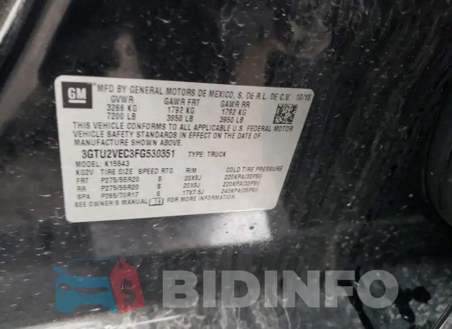 3GTU2VEC3FG530351 Photo# 13