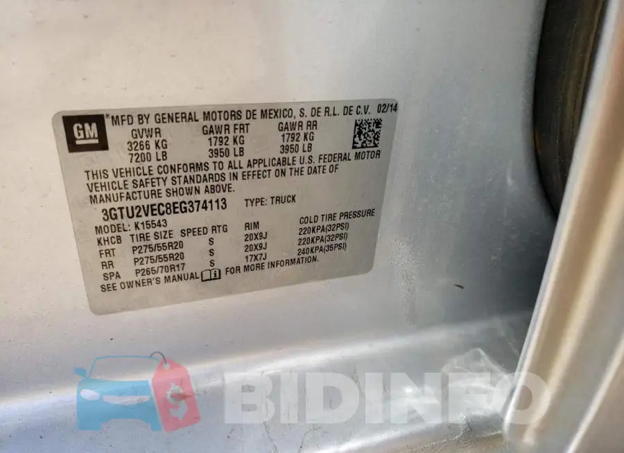 3GTU2VEC8EG374113 Photo# 12