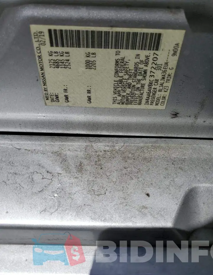 1N4AA6AV8KC372207 Photo# 12