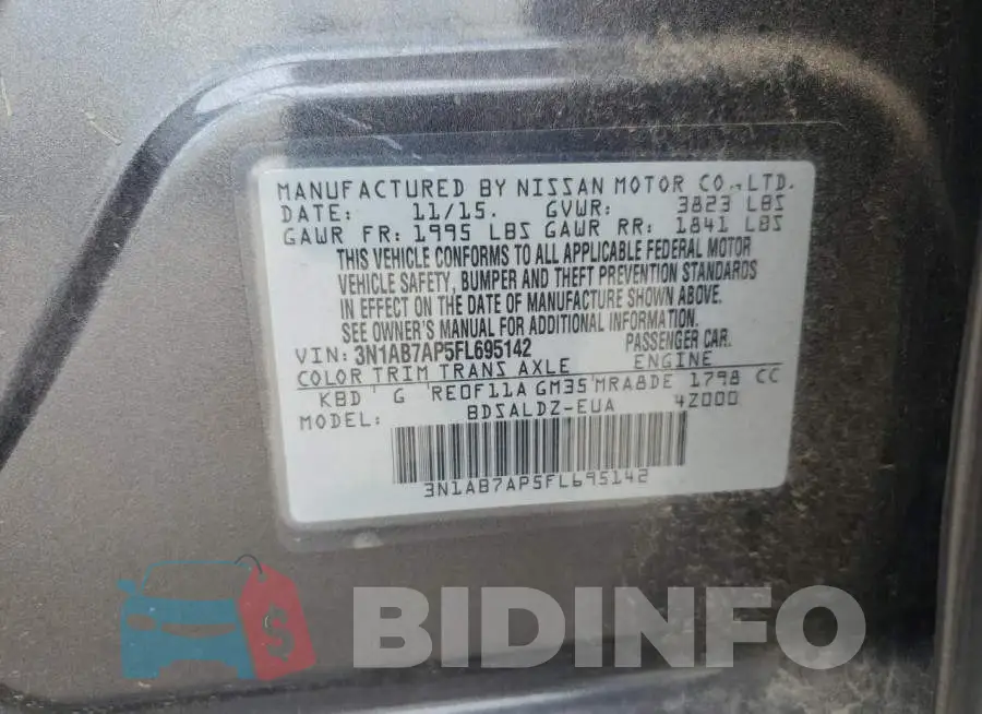 3N1AB7AP5FL695142 Photo# 12