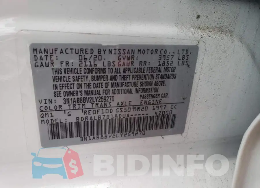 3N1AB8BV2LY259270 Photo# 12