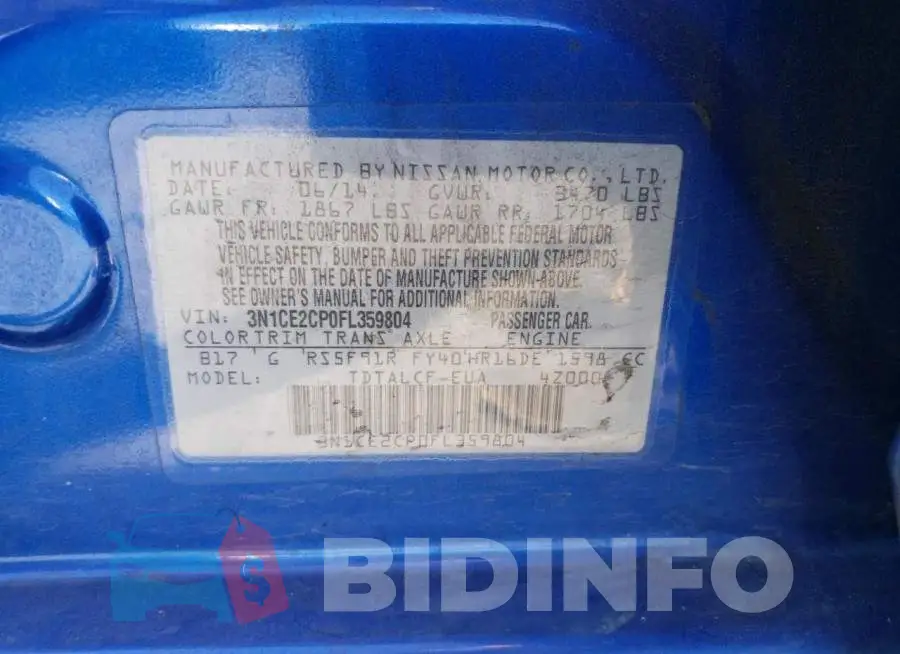 3N1CE2CP0FL359804 Photo# 12