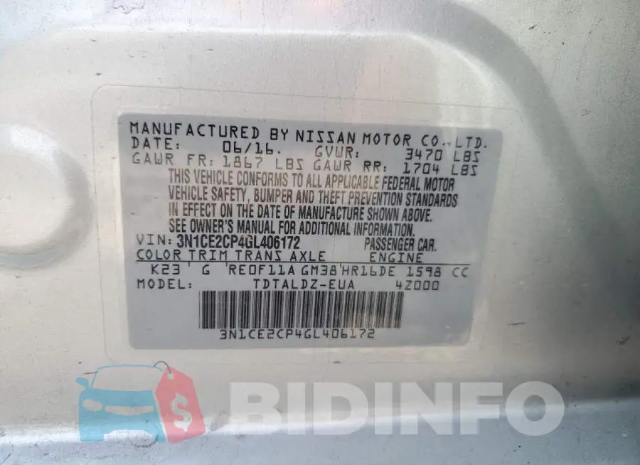 3N1CE2CP4GL406172 Photo# 12