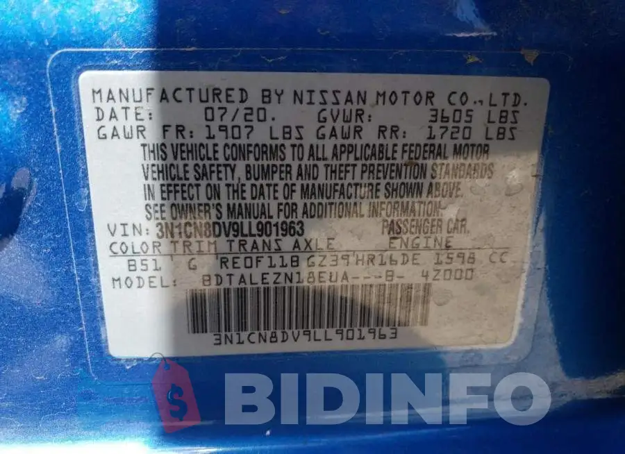3N1CN8DV9LL901963 Photo# 12
