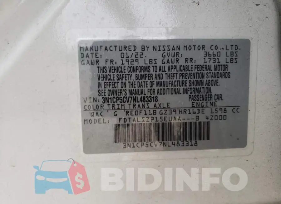 3N1CP5CV7NL483318 Photo# 12