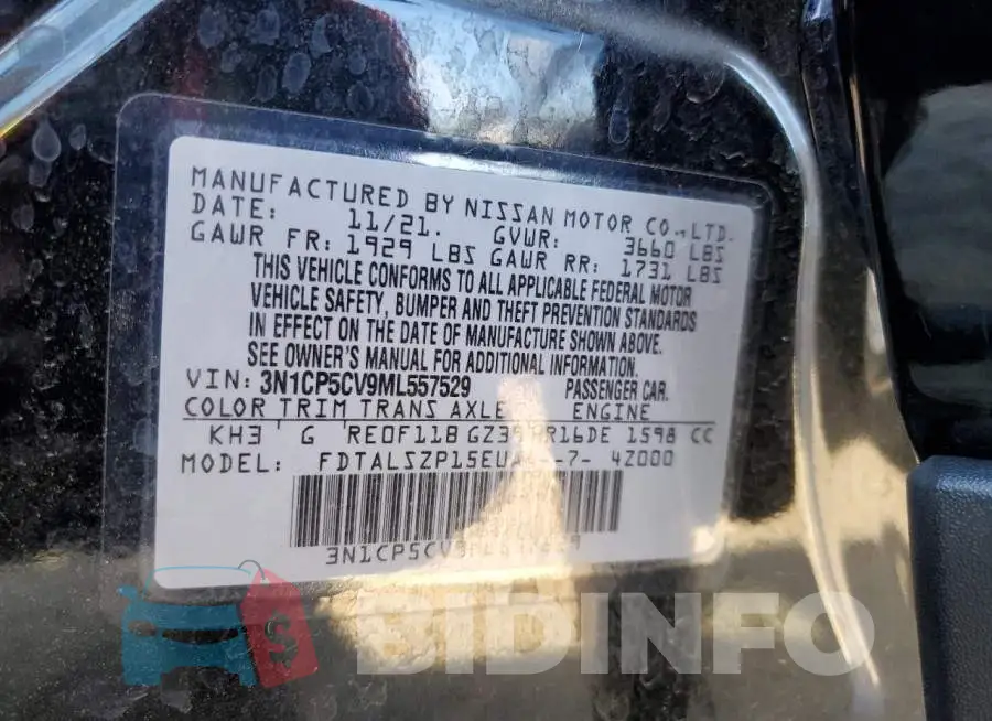 3N1CP5CV9ML557529 Photo# 13