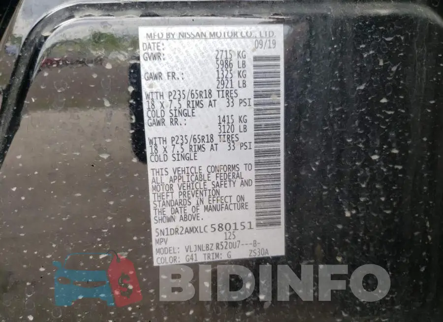 5N1DR2AMXLC580151 Photo# 12