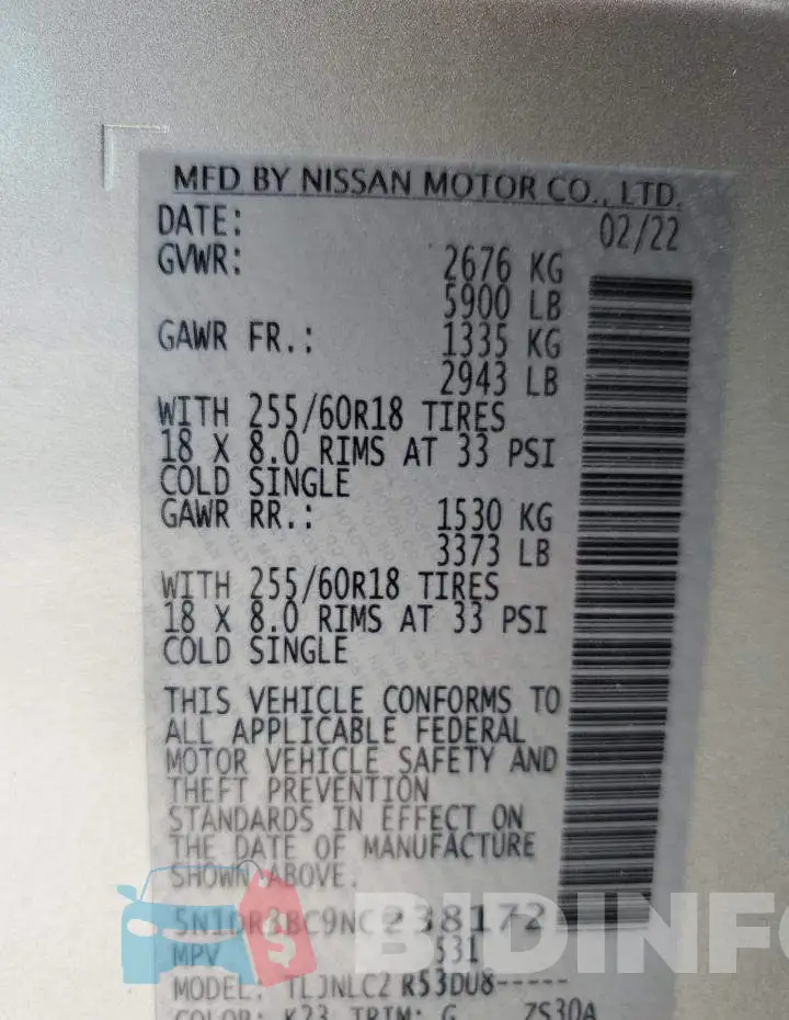 5N1DR3BC9NC238172 Photo# 14