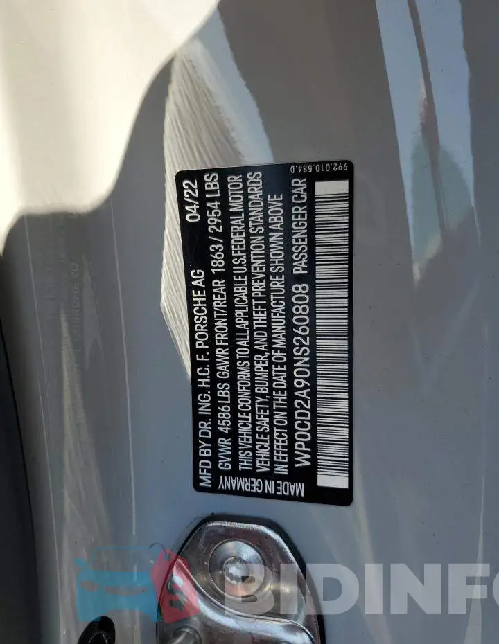 WP0CD2A90NS260808 Photo# 12
