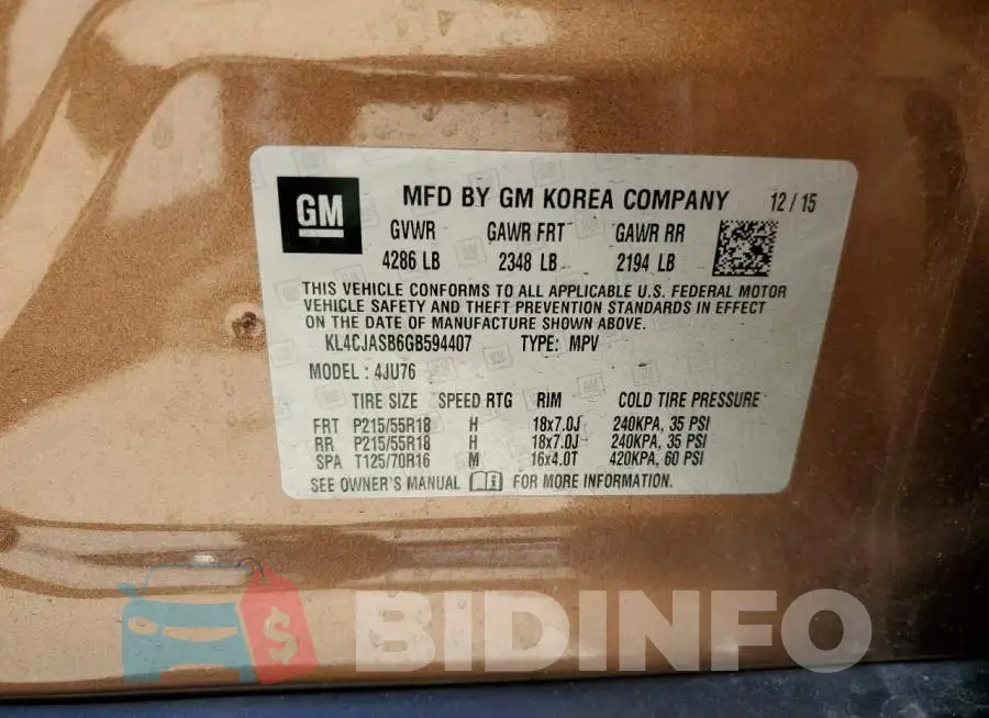 KL4CJASB6GB594407 Photo# 13