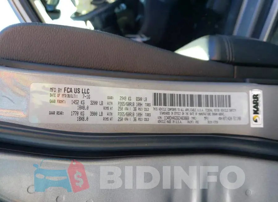1C4RDHAG3GC483868 Photo# 13