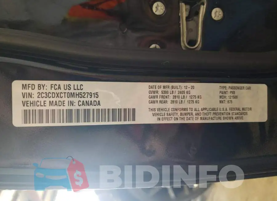 2C3CDXCT0MH527915 Photo# 12