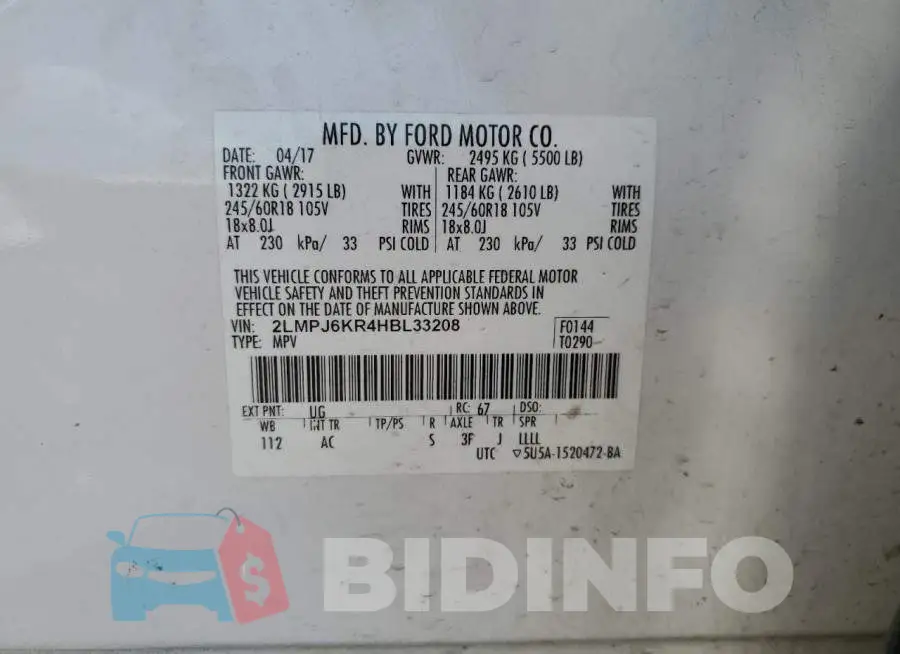 2LMPJ6KR4HBL33208 Photo# 13