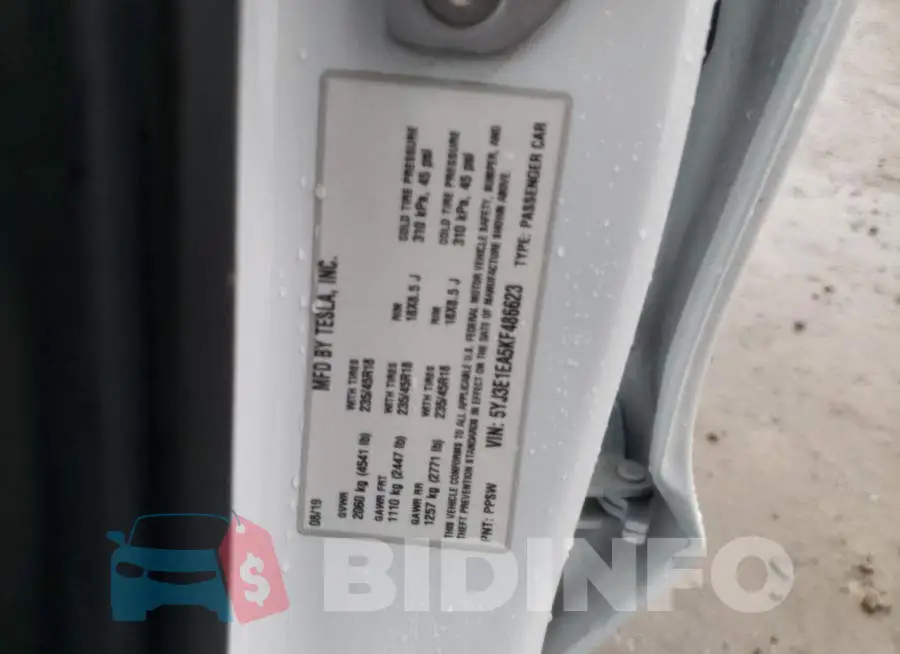 5YJ3E1EA5KF486623 Photo# 12