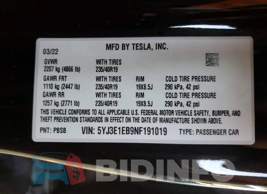 5YJ3E1EB9NF191019 Photo# 12
