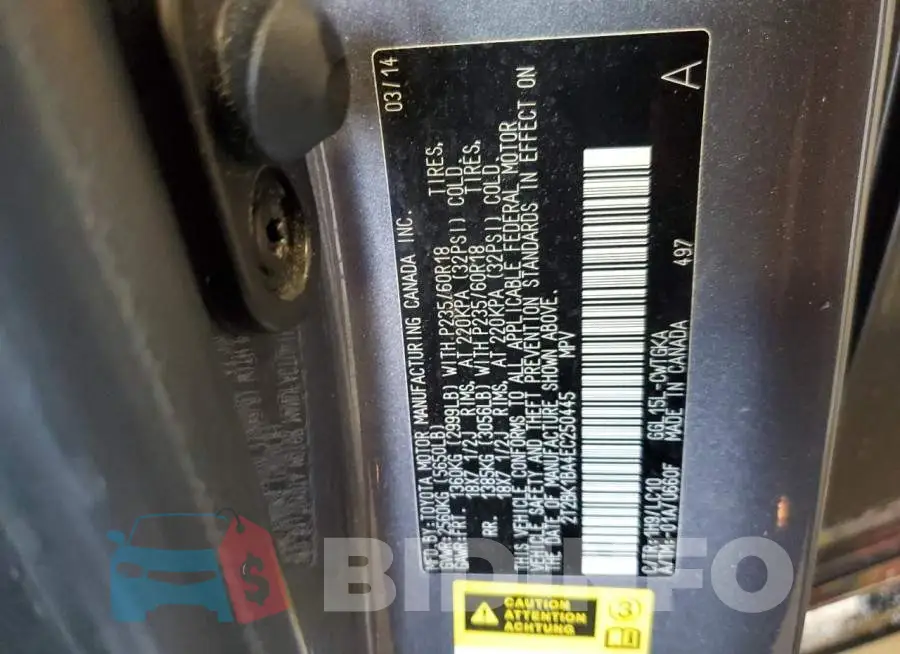 2T2BK1BA4EC250445 Photo# 13
