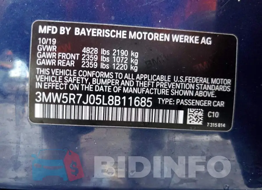 3MW5R7J05L8B11685 Photo# 12