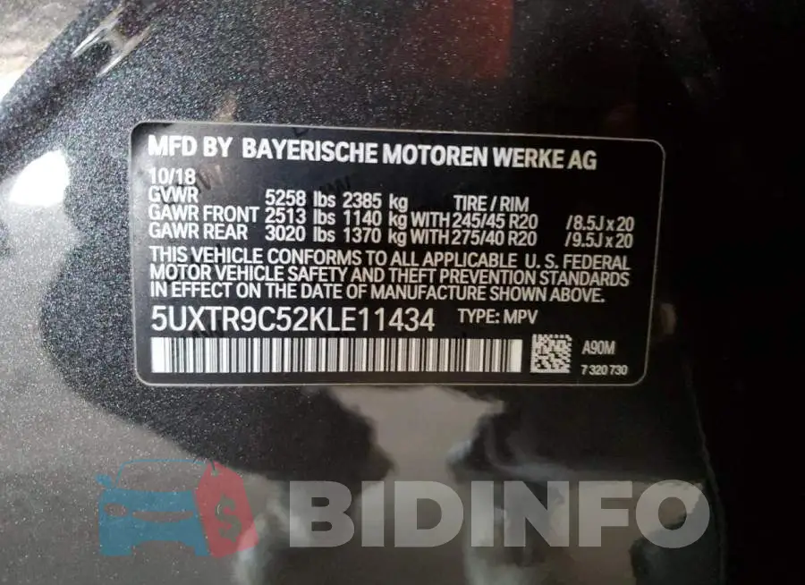 5UXTR9C52KLE11434 Photo# 12