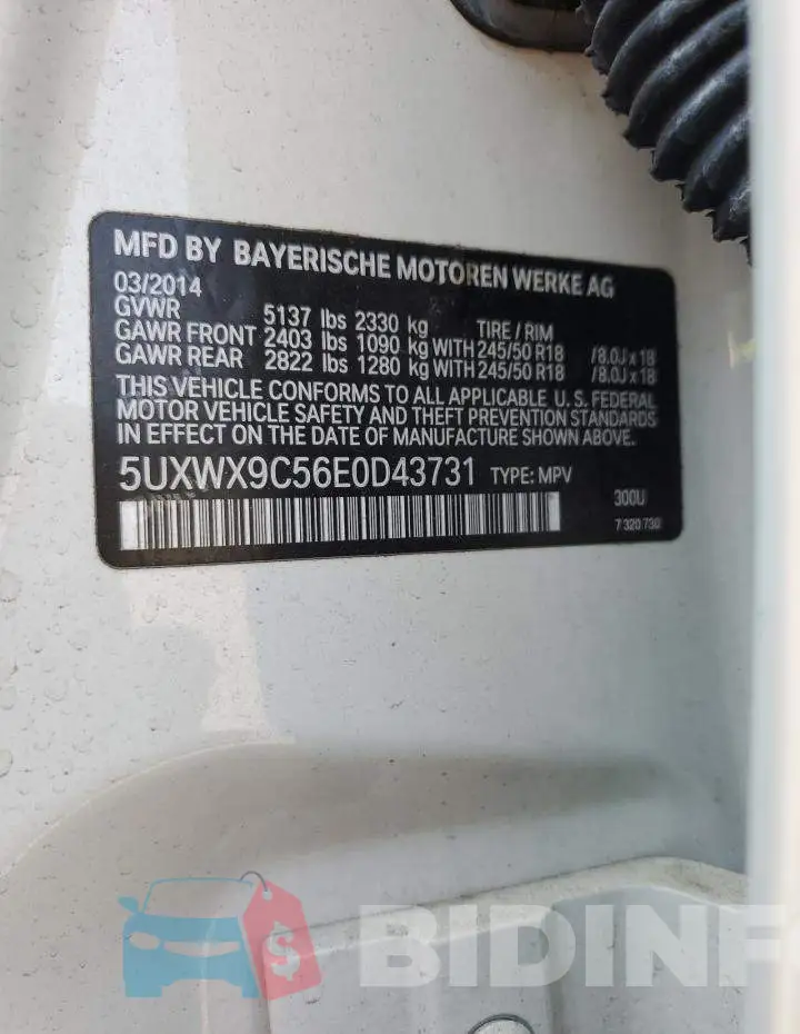 5UXWX9C56E0D43731 Photo# 13